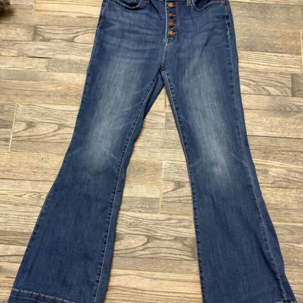 Judy Blue High Rise Exposed Button Fly Trouser Flare Jeans - Size 13/31